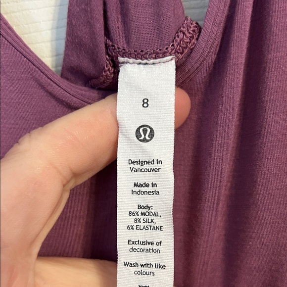 LULULEMON Women's Modal-Silk Yoga Tank Top Tie Back Athletic Velvet Dust Size 8 - Picture 3 of 8